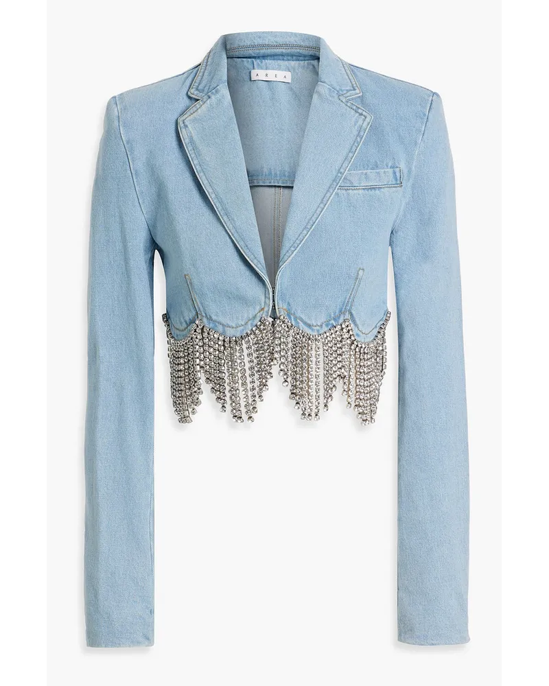 Area Cropped crystal-embellished denim blazer - Blue Blue