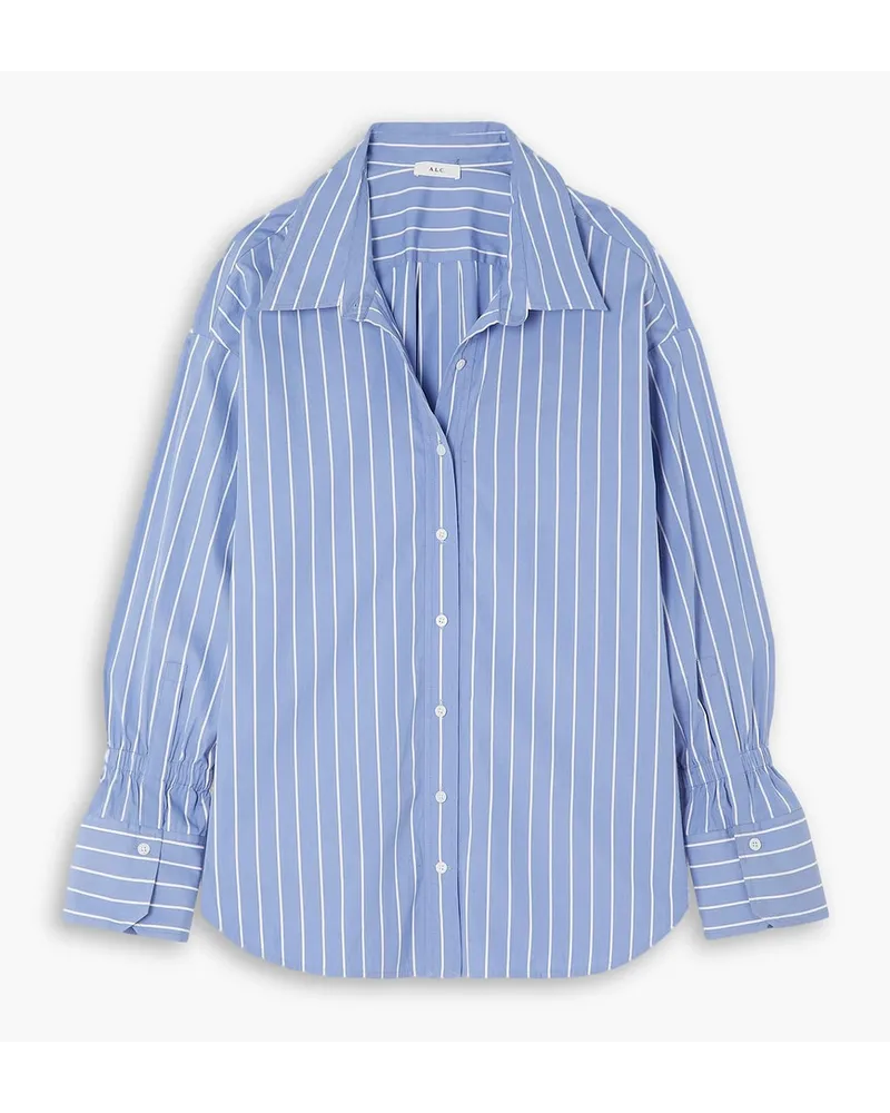 A.L.C. Monica oversized striped cotton-poplin shirt - Blue Blue
