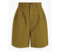 Milo pleated cotton-twill shorts - Green