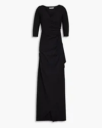 Chiara Boni Delia wrap-effect metallic printed jersey maxi dress - Black Black