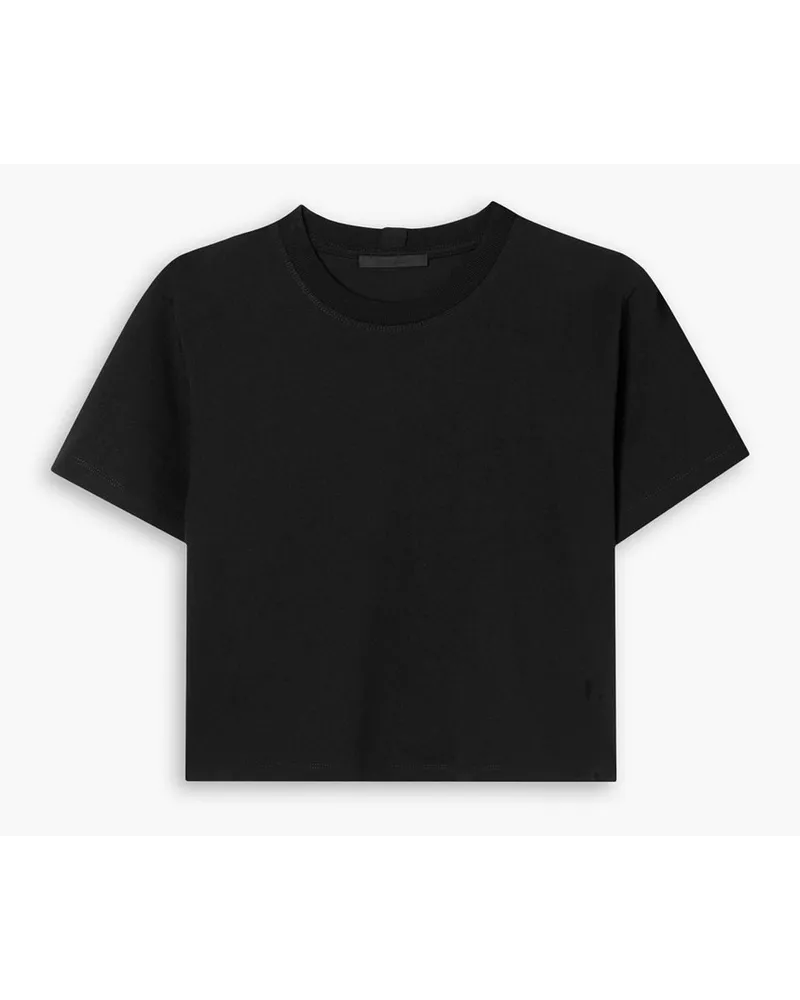 Helmut Lang Cropped embossed printed cotton-jersey T-shirt - Black Black