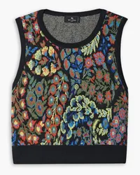 Etro Maglia cropped wool-blend jacquard tank - Black Black