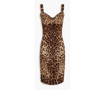Stretch-mesh paneled leopard-print crepe dress - Animal print