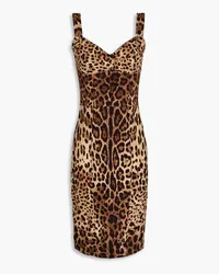 Dolce & Gabbana Stretch mesh-paneled leopard-print silk-blend crepe dress - Animal print Animal