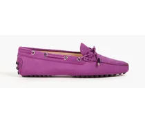 Gommino bow-detailed nubuck loafers - Purple