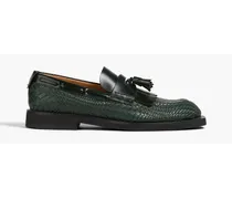 Tasseled woven leather loafers - Green