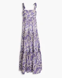 Zimmermann Gathered paisley-print cotton midi dress - Purple Purple