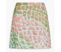 Printed cotton and linen-blend mini skirt - Green
