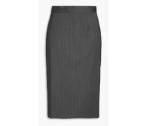 Pinstriped wool-blend flannel pencil skirt - Gray