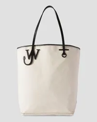 J.W.Anderson Anchor leather-trimmed cotton-canvas tote - White White