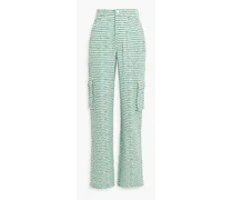 Annette printed cotton-twill straight-leg pants - Green
