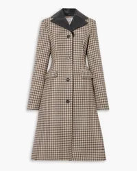 J.W.Anderson Leather-trimmed checked woven coat - Neutral Neutral