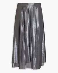 Brunello Cucinelli Pleated metallic woven midi wrap skirt - Metallic Metallic