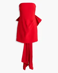 Rebecca Vallance Strapless bow-embellished crepe mini dress - Red Red