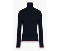 Ribbed wool-blend turtleneck sweater - Blue