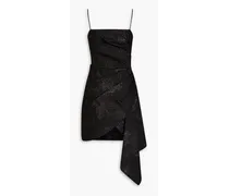 Draped metallic cloqué mini dress - Black