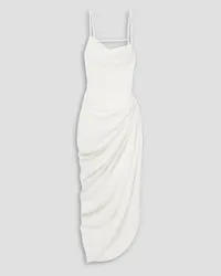 Jacquemus Saudade asymmetric draped twill dress - White White