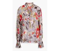 Elton floral-print plissé-chiffon blouse - Pink