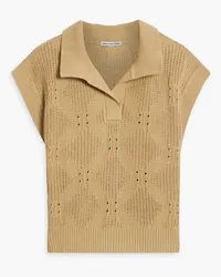 Autumn Cashmere Pointelle-knit cotton polo sweater - Neutral Neutral