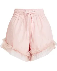 RED Valentino Ruffled point d'esprit tulle-trimmed taffeta shorts - Pink Pink