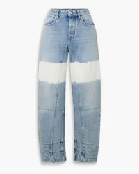 Jil Sander Cropped bleached paneled high-rise tapered jeans - Blue Blue