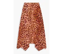 Naya leopard-print silk crepe de chine midi skirt - Orange