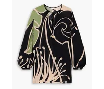 Corazon Andino printed silk-georgette top - Black