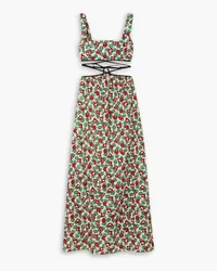 AGUA BENDITA Peonia cutout floral-print cotton maxi dress - Green Green