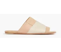 Patchwork-effect suede and leather sandals - Neutral
