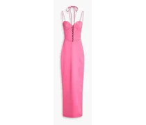Lace-up twill maxi dress - Pink