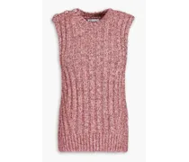Crystal-embellished metallic ribbed-knit vest - Pink
