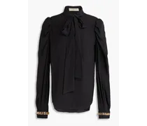 Chain-embellished silk-chiffon blouse - Black