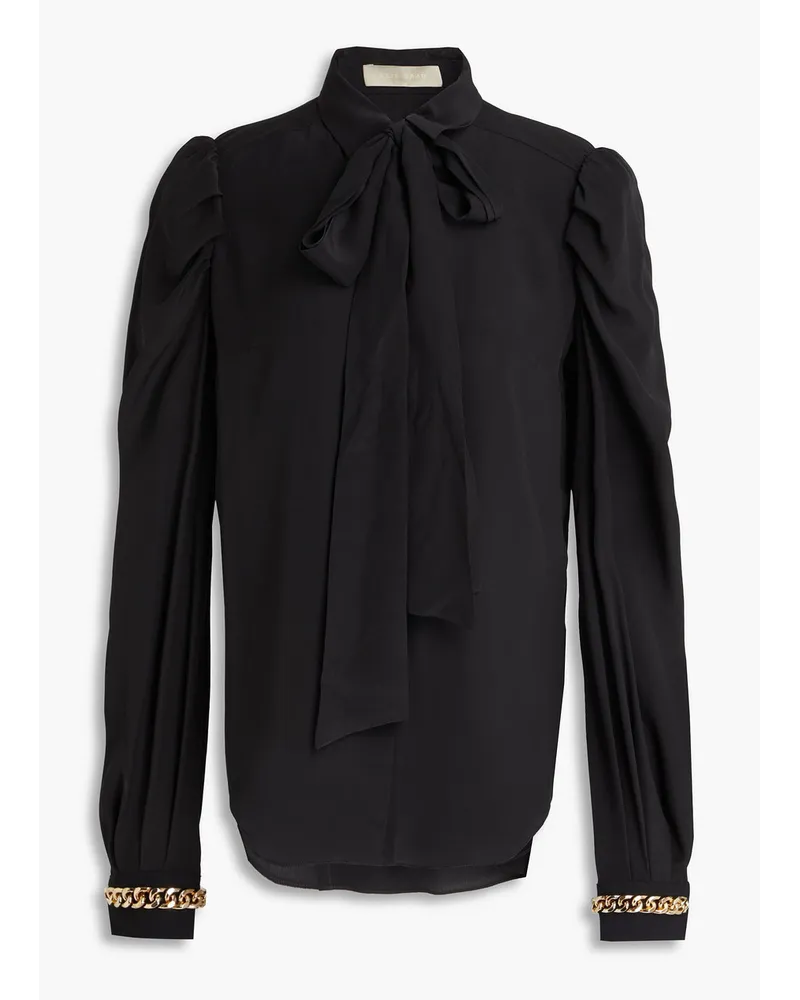 Elie Saab Chain-embellished silk-chiffon blouse - Black Black