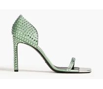 Dagger crystal-embellished satin sandals - Green