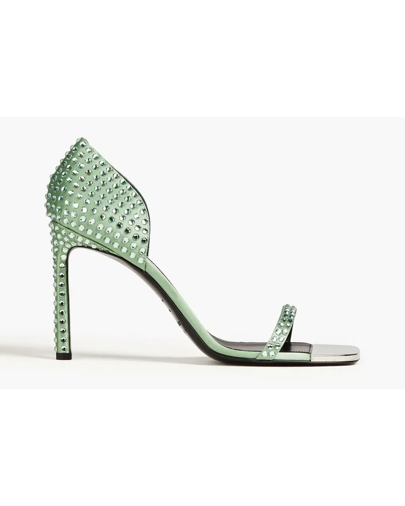 Sergio Rossi Dagger crystal-embellished satin sandals - Green Green