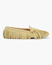 TOD'S Gommino fringed suede loafers - Yellow Yellow