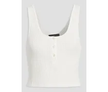 Ribbed-knit cotton-blend camisole - White