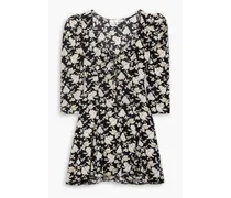Juree floral-print silk-crepe mini dress - Black