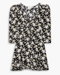 LoveShackFancy Juree floral-print silk-crepe mini dress - Black Black