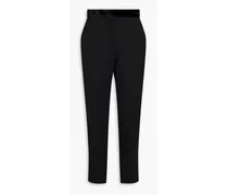 Velvet-paneled twill tapered pants - Black