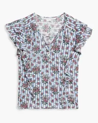 Veronica Beard Joi ruffled printed cotton-voile top - Blue Blue