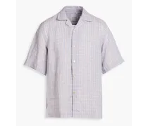 Checked linen shirt - Purple