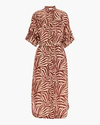 Zimmermann Belted zebra-print silk crepe de chine midi shirt dress - Red Red