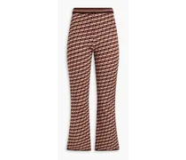 Juno cropped jacquard-knit flared pants - Brown
