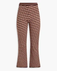 Diane von Furstenberg Juno cropped jacquard-knit flared pants - Brown Brown