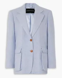 Brandon Maxwell Ashland oversized herringbone linen, wool, silk and cashmere-blend blazer - Blue Blue