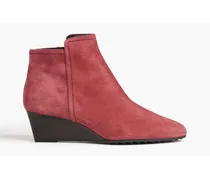 Suede wedge ankle boots - Red