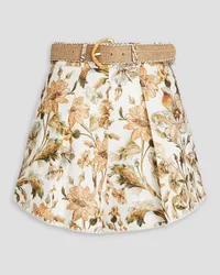 Zimmermann Belted floral-print linen shorts - White White