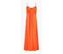 Twisted satin-crepe maxi dress - Orange