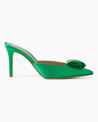 Gianvito Rossi 85 crystal-embellished satin mules - Green Green